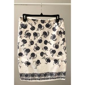 White and navy knee high skirt